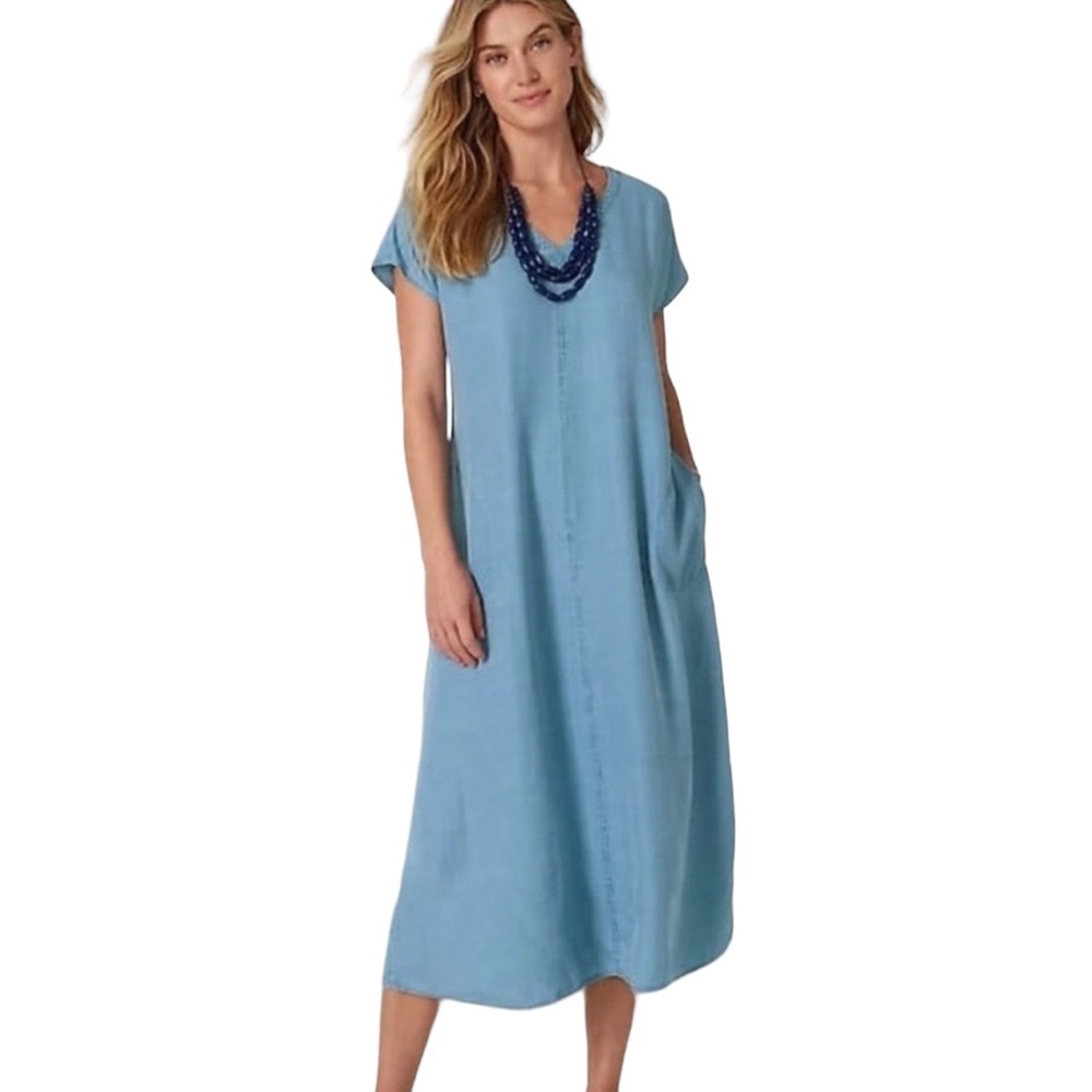 ✨SOLD✨ J.JILL Lake Port Striped A-Line Tencel Lyocell Midi Dress NWT - Size SP